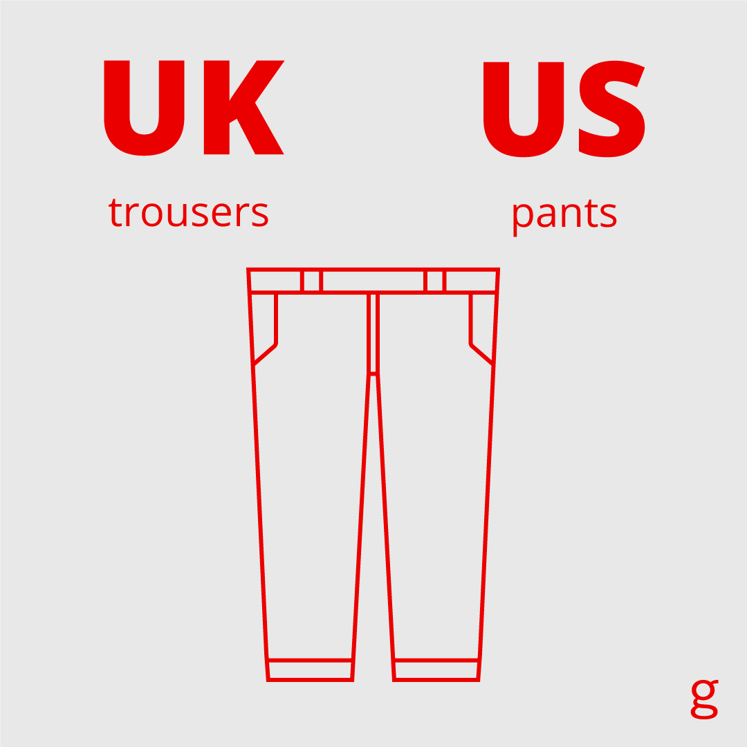 Mots anglais UK versus US épisode 2 "trousers / pants" Formanglais