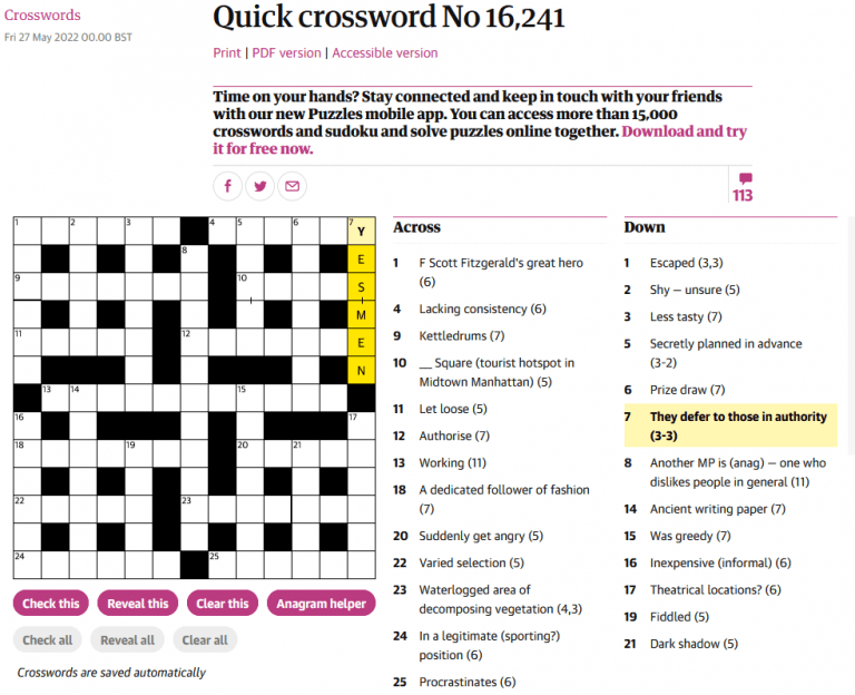 Ressources de jeux en ligne de mots croisés en anglais - Formanglais